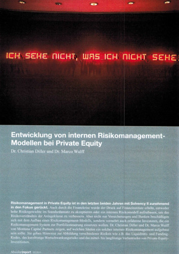 Article on the development of internal risk management models in Absolut Report published