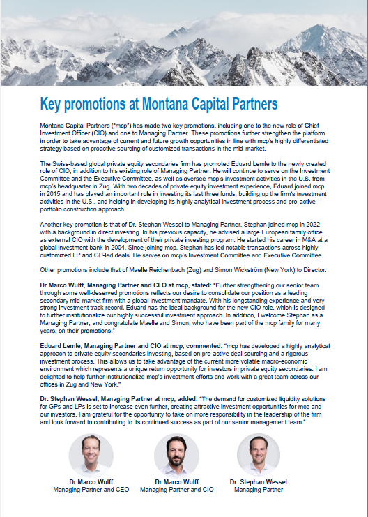 Montana Capital Partners announces key promotions